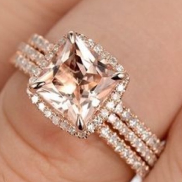 18K Rose Gold Filled With 4.25ct Morganite Ring - Picture 8 of 10